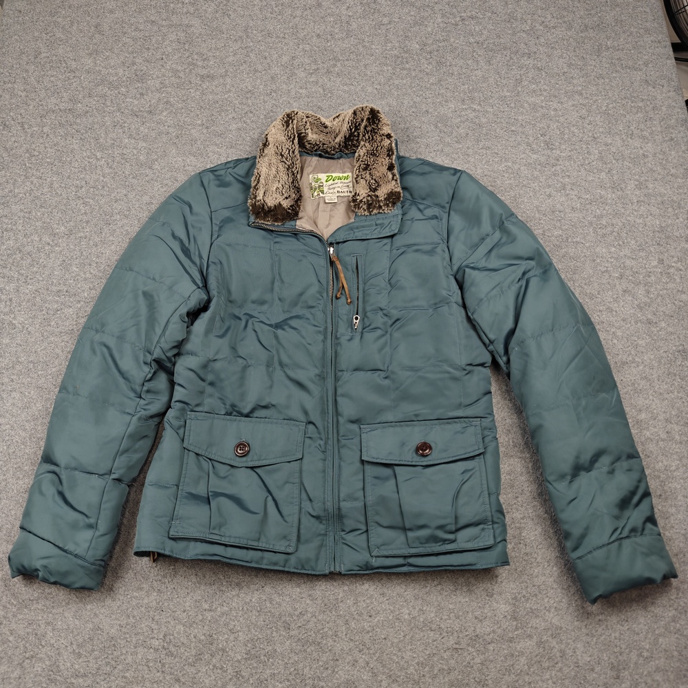 Eddie Bauer Yukon Jacket Womens Large Green Puffer Down Insulated Fur Trim